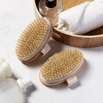 Natural Bristle Brush Soft Wet Dry Skin Body SPA Brush Bath Massager Home