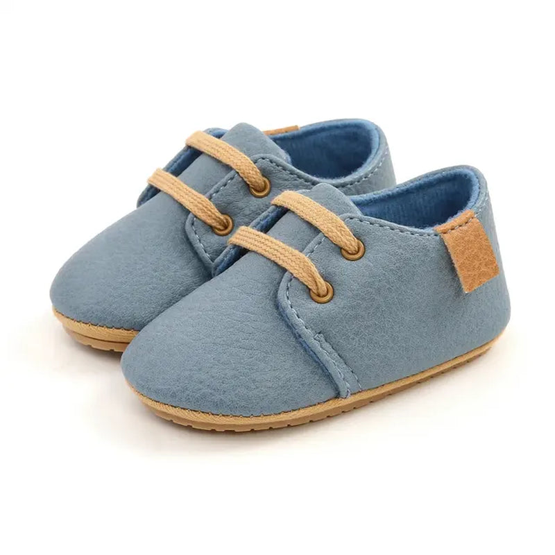 Baby Shoes Retro PU Leather Boy Girl Shoes Toddler Rubber Sole Anti-Slip First Walkers Unisex Newborn Moccasins