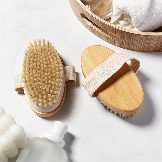 Natural Bristle Brush Soft Wet Dry Skin Body SPA Brush Bath Massager Home